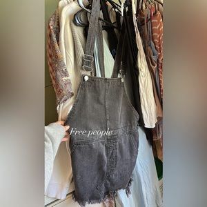 Free people black denim overalls